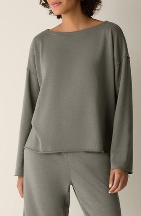 Eileen Fisher Bateau Neck Boxy Top in Bay Leaf at Nordstrom, Size Xx-Small