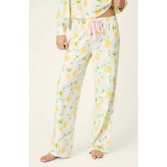 PJ Salvage La Dolce Spritz Jersey Pajama Pants in Ivory at Nordstrom, Size Small