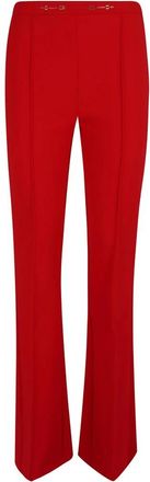 Elisabetta Franchi Pantaloni a Zampetta con Morsetto Logo - Dames - Wijde Broeken - Rood - M - Polyester - Broeken