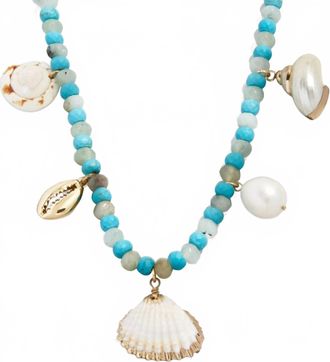 BaubleBar Womens Maris Shell Necklace In White/turquoise