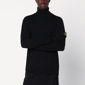 Stone Island Black wool turtleneck sweater