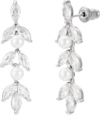 Untamed Petals Blossom Pearl and Crystal Earrings in Silver at Nordstrom