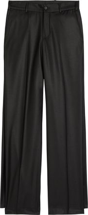 BETTTER Double Leg Layered Wool-blend Trousers - Black - S (UK8-10 / S)