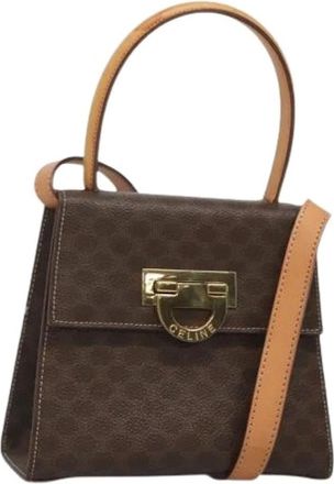 Celine Pre-owned Handbags, female, Brown, Size: ONE SIZE Pre-owned Vintage Canvas Handbag