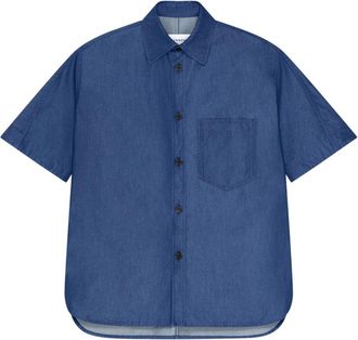 Givenchy Couture Seam Shirt - Heren - Korte mouwen Overhemden - Blauw - L - Katoen - Overhemden