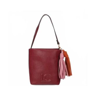 Lola Casademunt Bolso de hombro de piel sint&eacute;tica con pompones - Bags - Mujer - Rojo - ONE SIZE