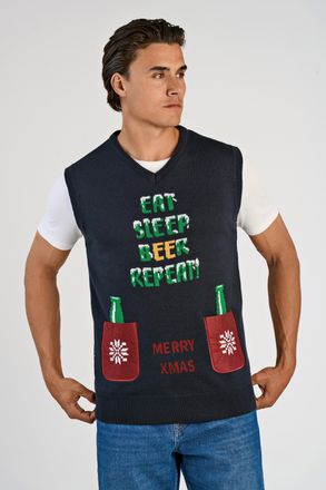 Lindbergh Pullunder LINDBERGH, Herren, Gr. XXL, navy, Strick, Obermaterial: 100% Polyacryl, Intarsienmuster, regular fit normal, V-Ausschnitt, Pullover Pullunde