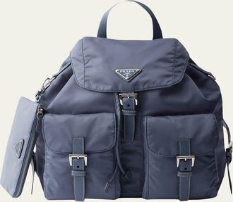 Prada Vela Leather-Trim Re-Nylon Backpack
