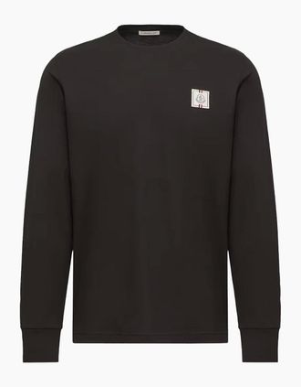 Moncler Mens Patch Logo LS T-Shirt Black - Size: 38