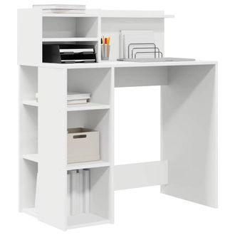 Berkfield Home White Desk with Storage White 90x48x101.5 cm Engineered Wood