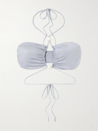 Magda Butrym Top Bikini Cut-out Con Perle Sintetiche - Grigio