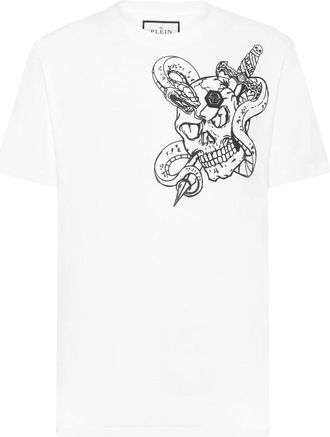 Philipp Plein T-Shirt Ronde Hals Snake - Heren - T-shirts - Wit - S - Katoen - Tops