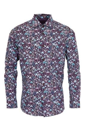 Lords of Harlech Nicoli Button-Up Shirt in Mystic Floral Plum at Nordstrom, Size Xx-Large