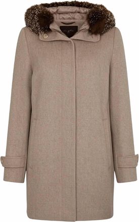 Moorer Womens Mid Length Jacket In Beige
