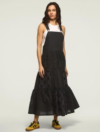 Lucky Brand Womens Cutwork Overall Maxi Dress