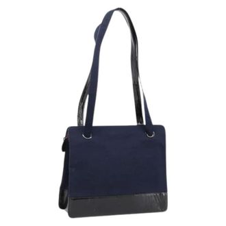 Chanel Pre-owned Vintage Canvas Shoulder Bag - Dames - Pre-owned - Blauw - Maat: ONE Size Leer