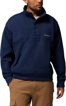 Columbia Sweater Weather Relaxed Fit Half Snap Pullover in Collegiate Navy Heather 464 at Nordstrom, Size Xx-Large