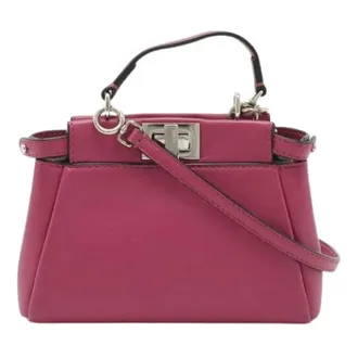Fendi Pre-owned Mini Bags, female, Purple, Size: ONE SIZE Pre-owned Peekaboo Leather Mini Bag