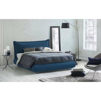 Talamo Italia Dmora - Talamo Italia - Letto matrimoniale Geras, Letto contenitore con rivestimento e testata in tessuto, 100% Made in Italy, Apertura frontale