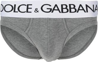 Dolce & Gabbana Broekjes met hoge taille in katoenen jersey met stretch in twee richtingen - Heren - Onderbroek - Grijs - S - Katoen - Ondergoed
