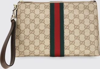 Gucci Pochette portadocumenti in tessuto jacquard con monogramma GG e righe