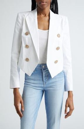 L'agence Lila Double Breasted Boxy Blazer in White at Nordstrom Rack, Size 12