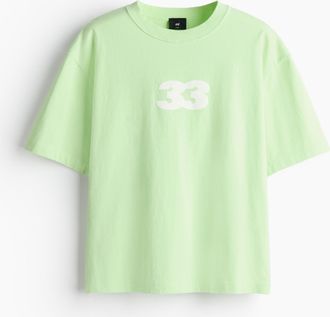 H&M T-Shirt in Loose Fit mit Print - Green