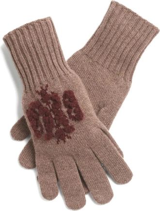 Barrie embroidered cashmere gloves - Brown