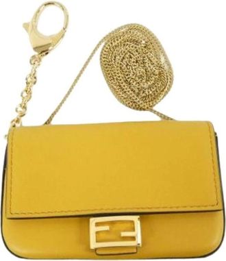 Fendi Pre-owned Handtas Charm - Dames - Vintage Mini Tas - Geel - ONE Size - Leer - Vintage