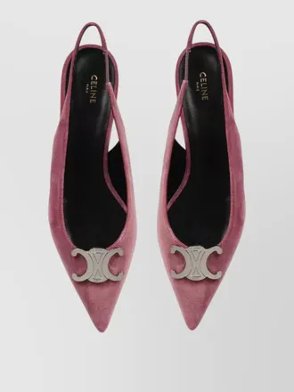 Celine Alma Triomphe Velvet Flat Pumps
