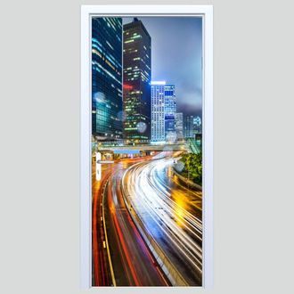 OEM Pegatina De Tela Para Puerta Con Dise&ntilde;o De Luces De La Ciudad Por La Noche 559pd