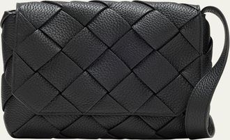 Bottega Veneta Mens Small Intreccio Leather Crossbody Bag