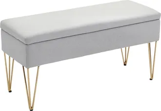 HOMCOM Banco pie cama 100x40x49 cm gris claro