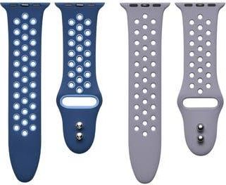 Posh Tech Assorted 2-Pack Silicone Apple Watch Watchbands in Assorted Blue/Grey at Nordstrom Rack