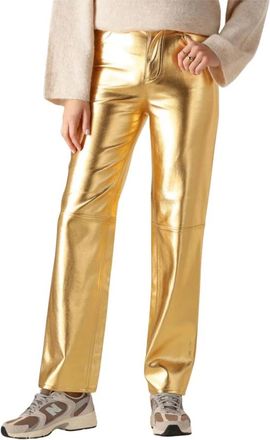 Edited Gouden Wijde Broek - Dames - Straight fit broeken - Geel - M - Broeken