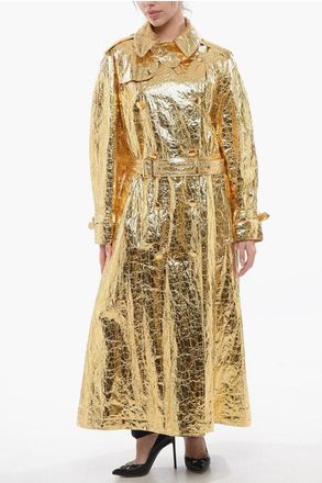Dolce & Gabbana Wrinkled Effect Lamè Fabric Trenchcoat size 40