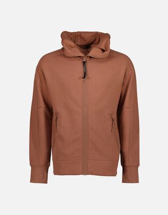 C.P. Company Mens Hooded Explorer Goggle Zip Up Sweatshirt - Cedar Wood - Size: 36