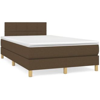 vidaXL Cama Box Spring Con Colch&oacute;n Tela Marr&oacute;n Oscuro 120x190 Cm Vidaxl