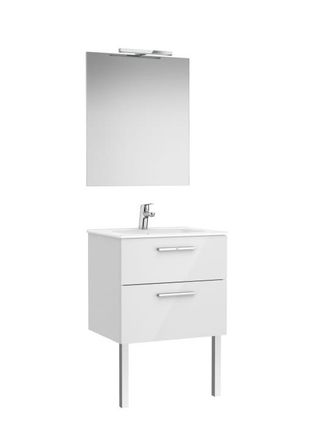 Roca Conjunto Victoria Base+lavabo 600 Blanco 2 Cajones Espejo Aplique Led