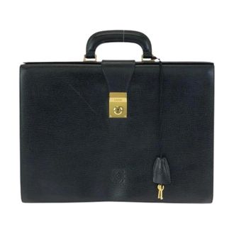 Loewe Pre-owned Handbags, male, Black, Size: ONE SIZE Pre-owned Leather Briefcase