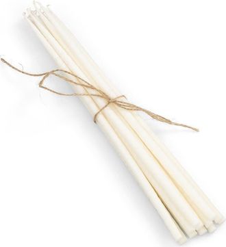 British Colour Standard Thin Taper Candles - Set of 12 in Pearl White at Nordstrom