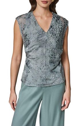 DKNY Dot Burnout V-Neck Top in Waterlily Combo at Nordstrom, Size 14