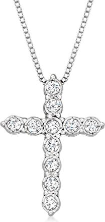 Ross-Simons Diamond Cross Pendant Necklace in Sterling Silver