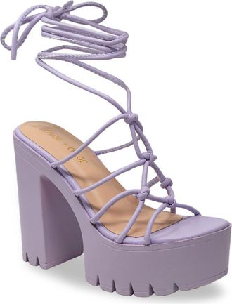 Chase + Chloe by Intouch Footwear Knotted Ankle Wrap Platform Sandal in Lilac at Nordstrom Rack, Size 6.5