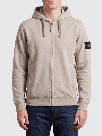 Stone Island Felpa in cotone con cappuccio e chiusura a zip