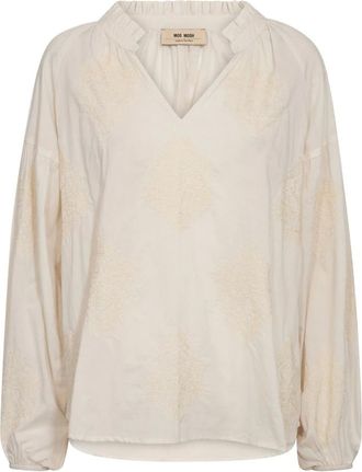 Mos Mosh MOS Mosh, Overhemden, Dames, Beige, S, Bohemian Voila Blouse met Geborduurde Details