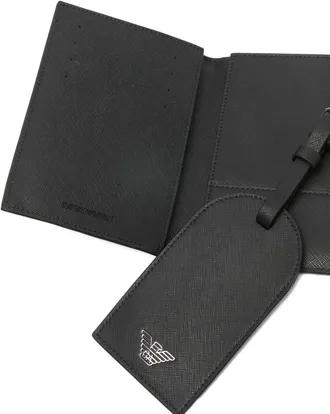Emporio Armani Regenerated Saffiano Passport Holder - Black