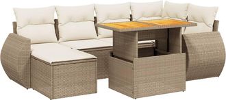 vidaXL Vidaxl - Set Divani Da Giardino 7 Pz Con Cuscini Beige In Polyrattan