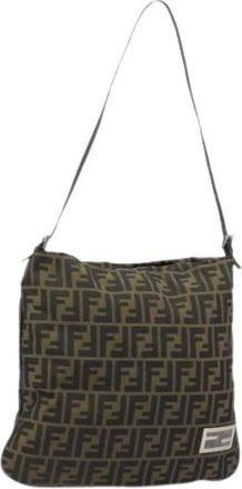 Fendi Pre-owned Shoulder Bags, female, Brown, Size: ONE SIZE Pre-owned Zucca Canvas Shoulder Bag