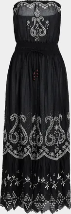 Ramy Brook Blaire Embroidered Cotton Strapless Cover-Up Dress